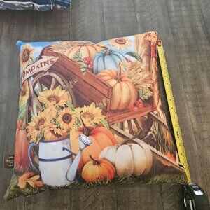 Briarwood Lane Autumn Harvest Decorative Throw Pillow Sunflowers Pumpkins 16x16"